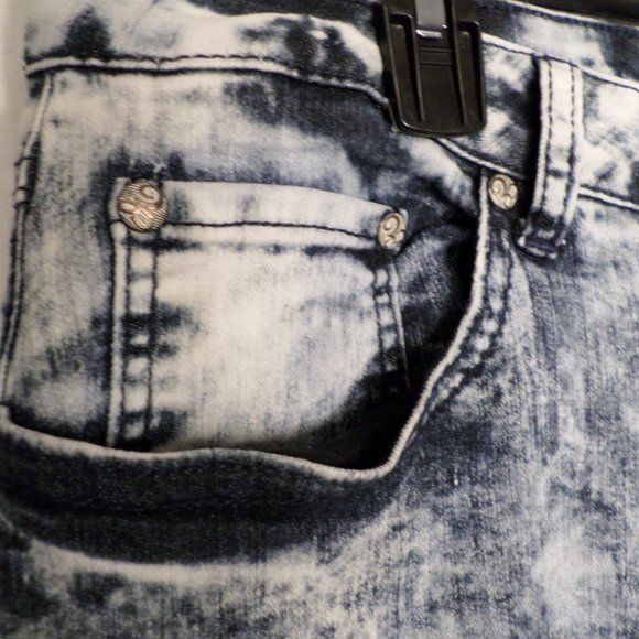 Encore Jeans USA Size XL Grey Acid Wash Skinny Jeans Fray Distressed Leg - Picture 5 of 15